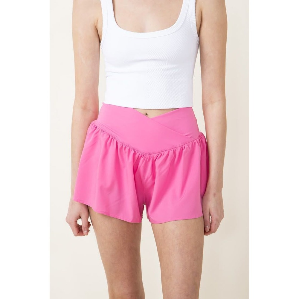 OFFLINE By Aerie Real Me Crossover Flowy Shorts Small Pink Athletic Yoga Gym Run